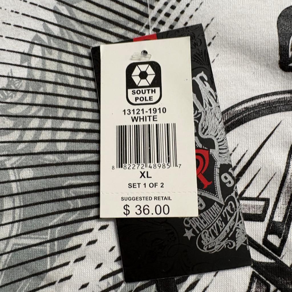 Southpole Graphic T-Shirt Mens XL White Cotton Streetwear Y2K Tee New With Tags