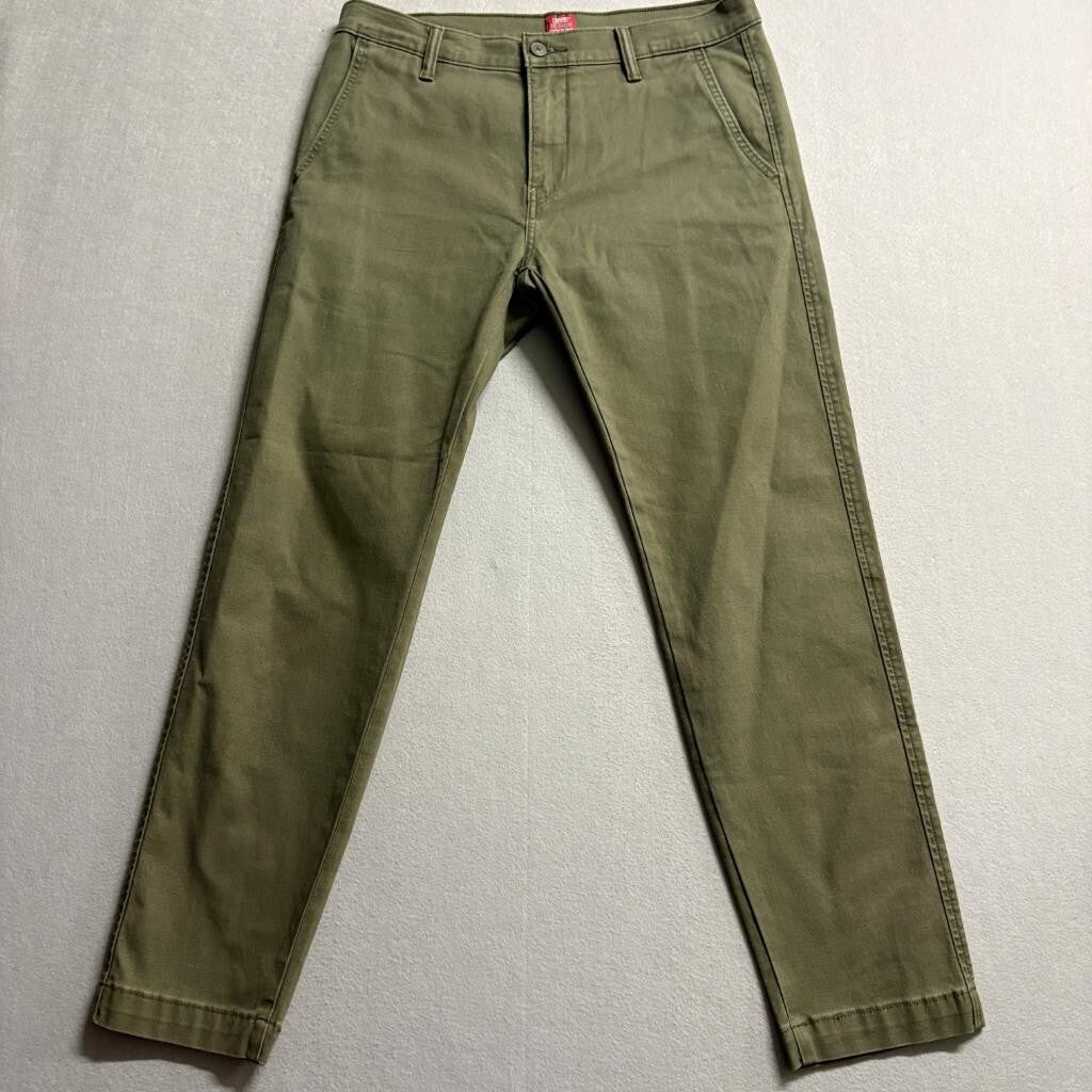 Levis XX Chino Standard Taper Pants Mens 32x30 Olive Green Stretch Twill