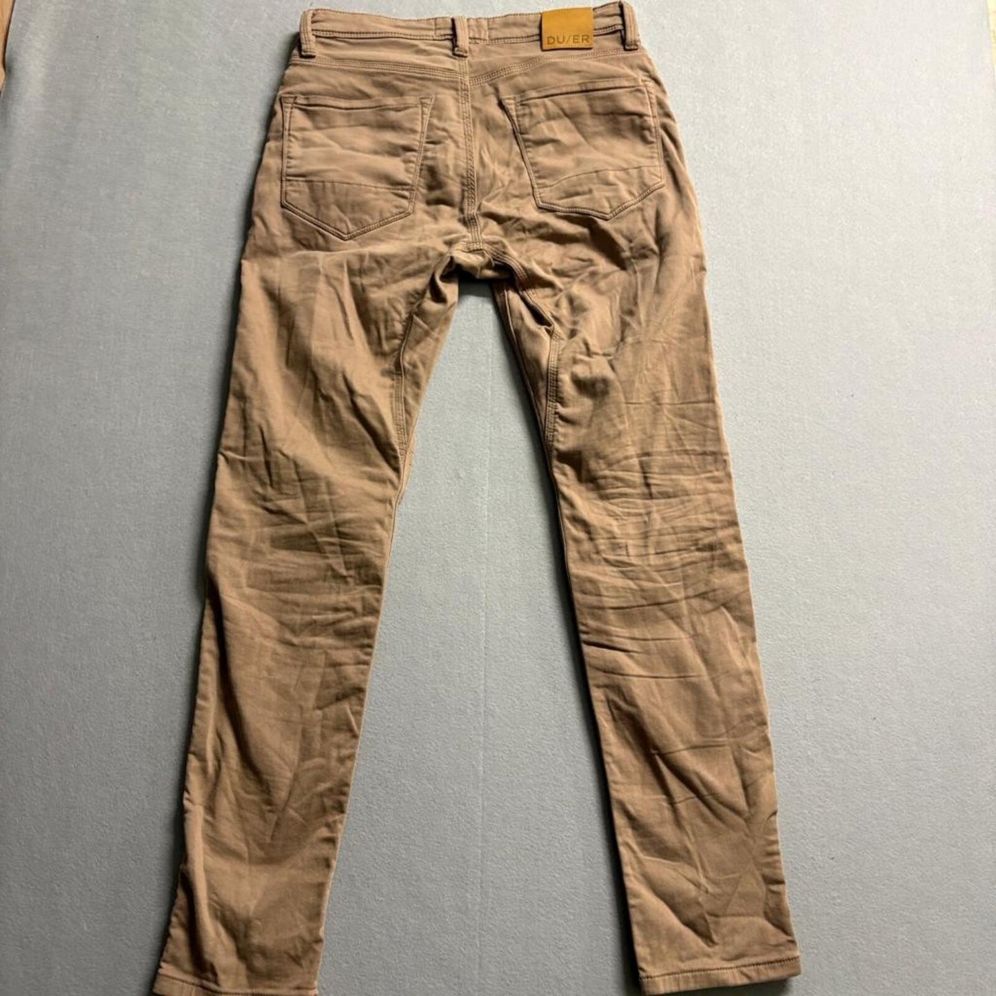 Duer No Sweat Pants Mens 30x32 N2X Slim Fit Brown Stretch Commuter Jeans