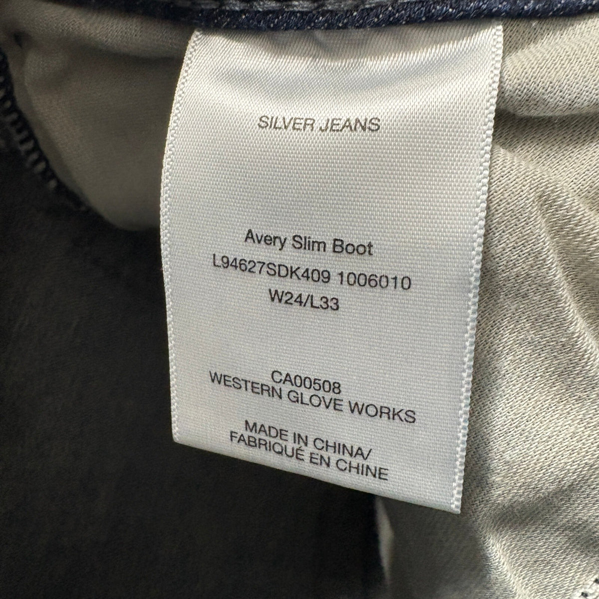 Silver Jeans Co Avery Slim Bootcut Jeans Womens Size 24 Dark Wash Denim L33