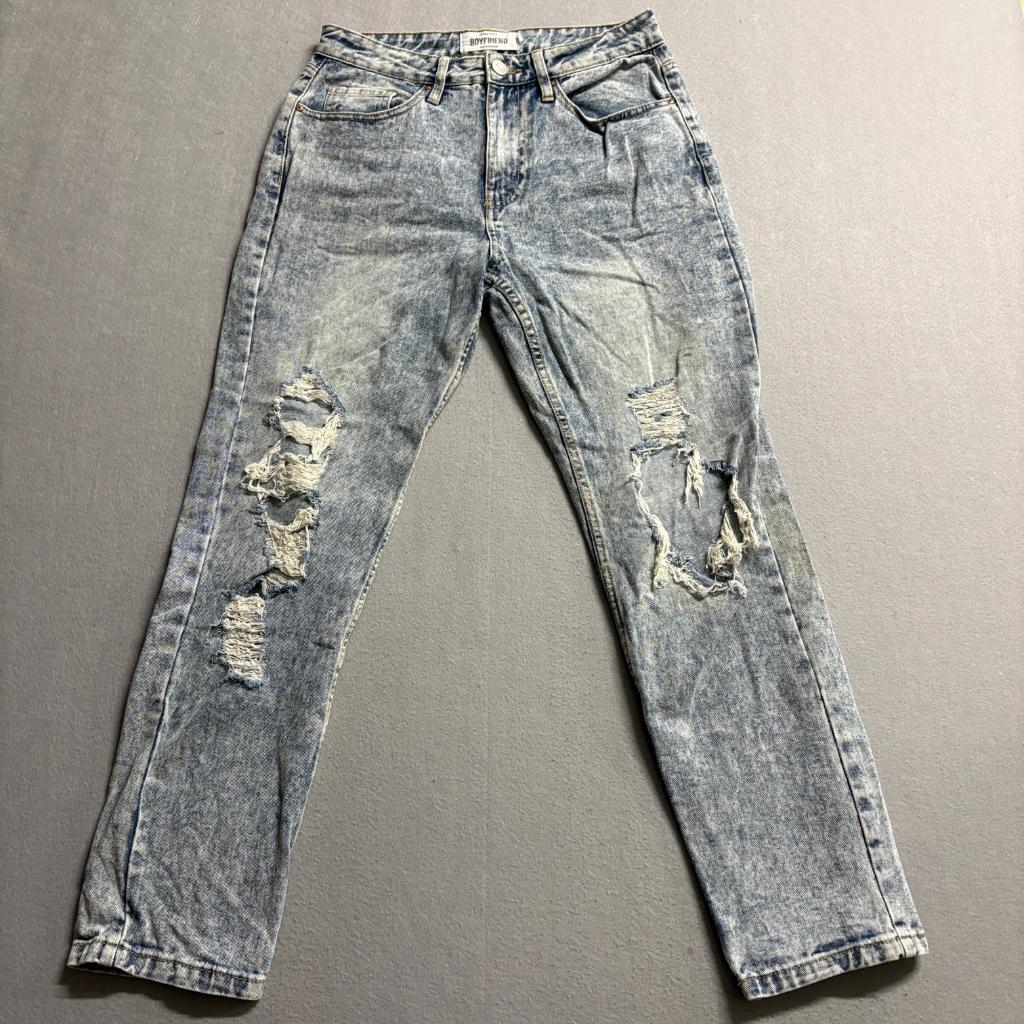 Refuge Denim Boyfriend Jeans Womens Size 5 Blue Acid Wash Distressed Ripped