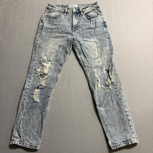 Refuge Denim Boyfriend Jeans Womens Size 5 Blue Acid Wash Distressed Ripped