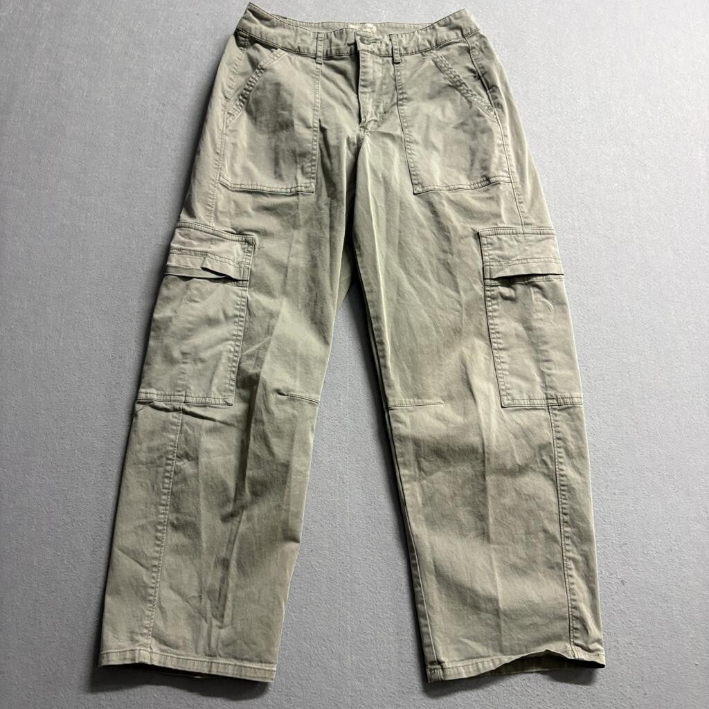 Universal Thread Cargo Pants Womens 4 Green Cotton Blend Stretch Wide Leg