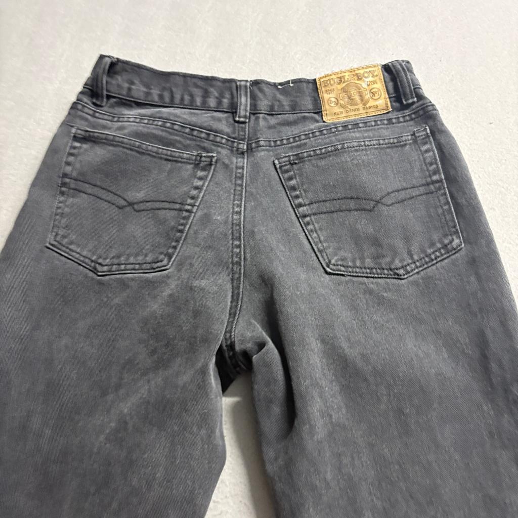 Vintage Bugle Boy Jeans Mens 30x30 Black Denim Gold Crest Series 90s