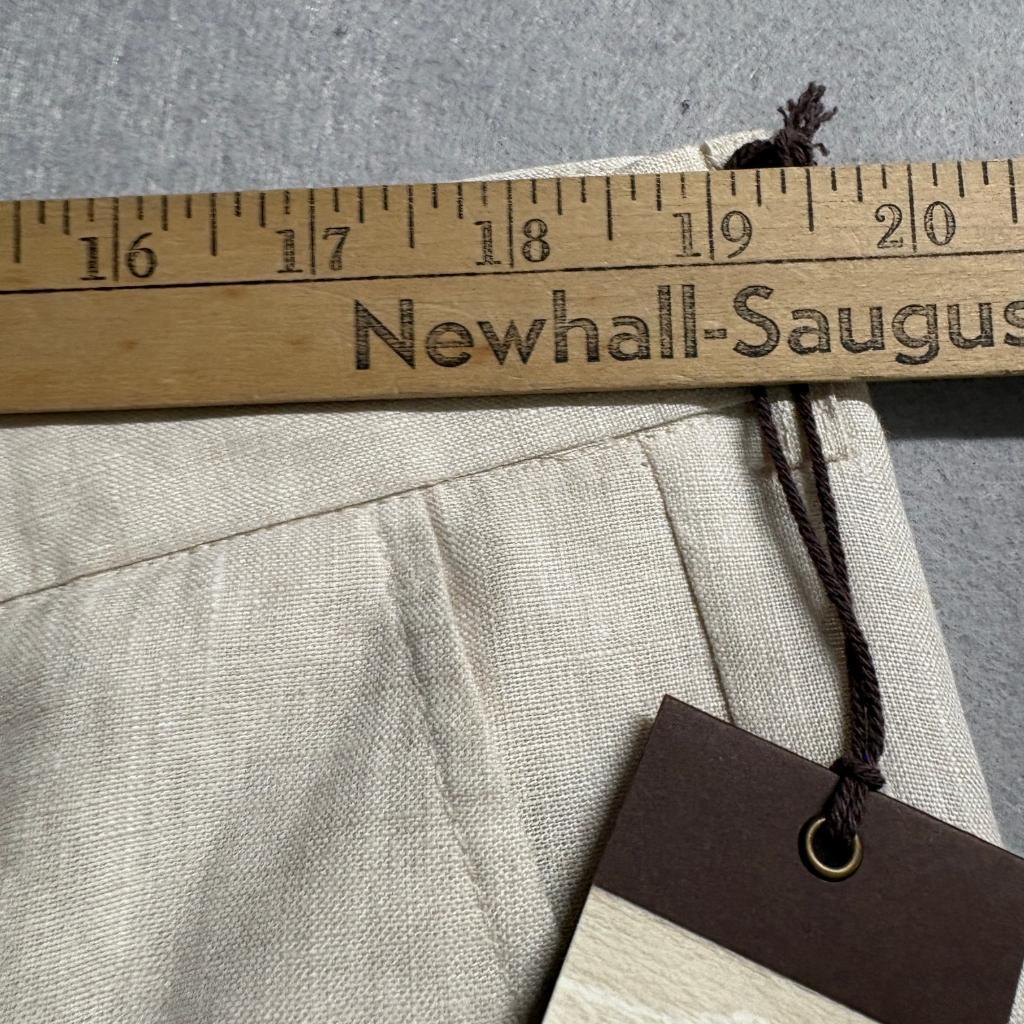 Tasso Elba Island Mens 38x30 Linen Pants Beige Flat Front Summer Beach Trousers