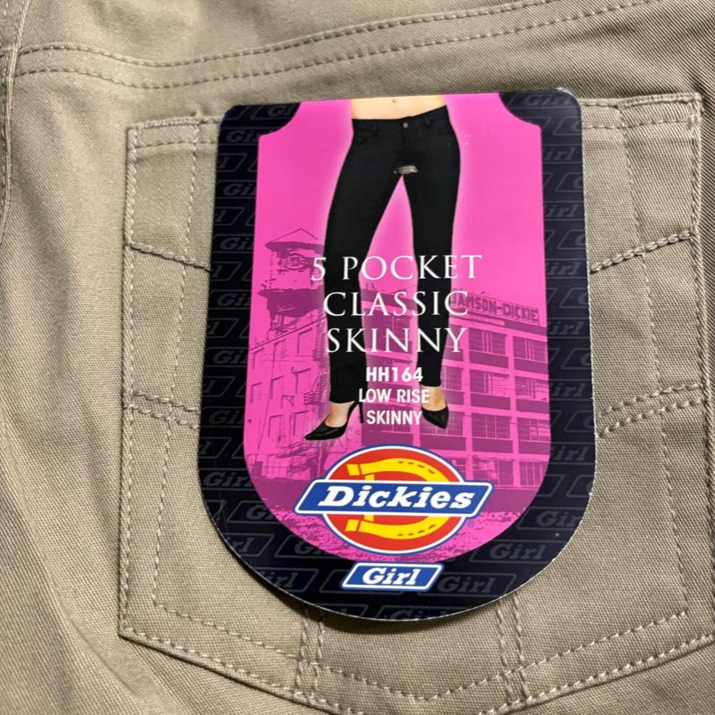 Dickies Girl Low Rise Skinny Pants Womens Size 1 Khaki Beige Chino HH164 NWT