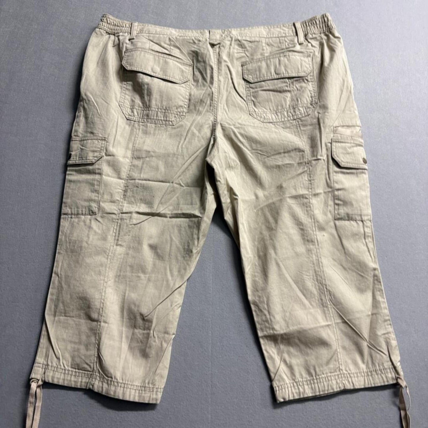 Eddie Bauer Ripstop Cargo Capri Pants Womens 24W Beige Tan Outdoor Crop Hiking