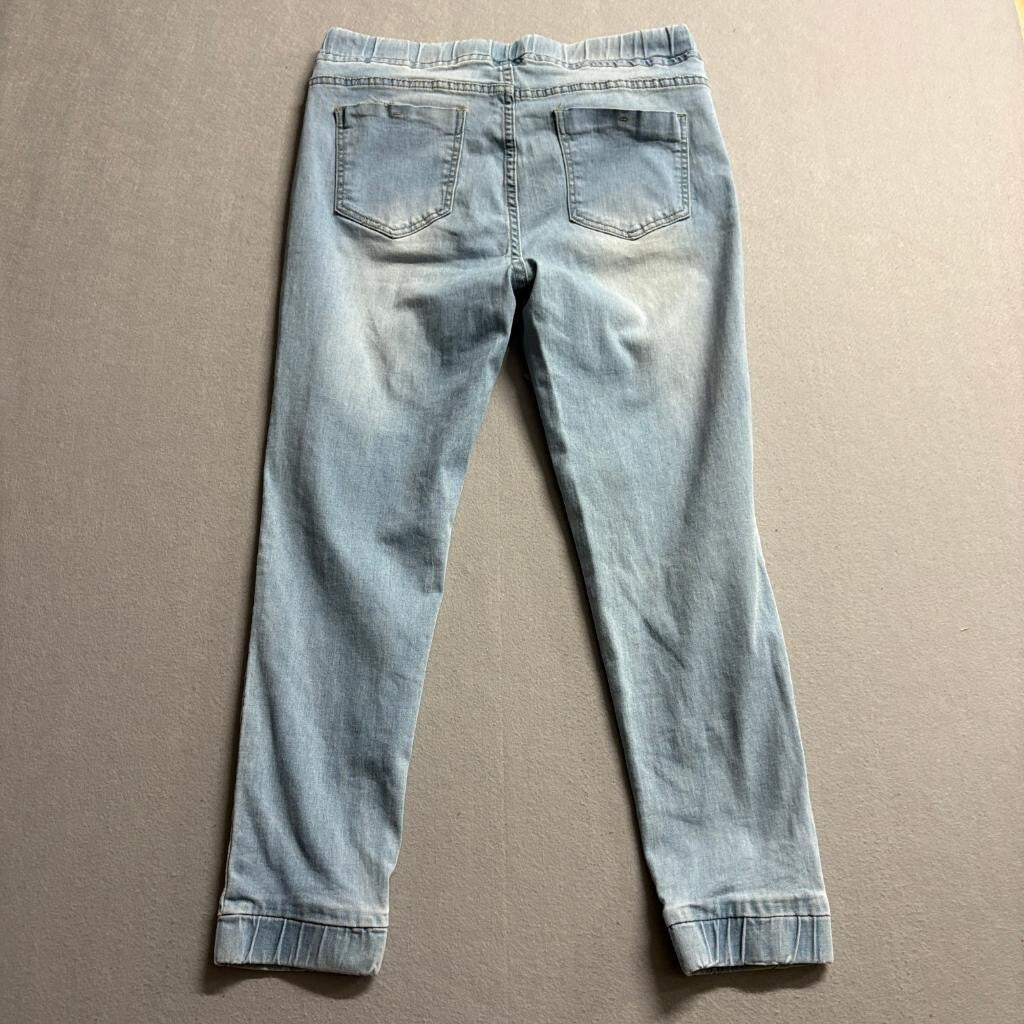 Gogo Jeans Womens Size 13/14 Light Wash Denim Joggers Elastic Waist Drawstring