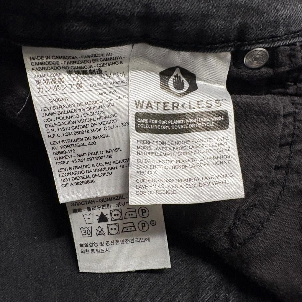 Levis 711 Skinny Jeans Womens 32 Gray Black Denim Stretch Pants Inseam 26