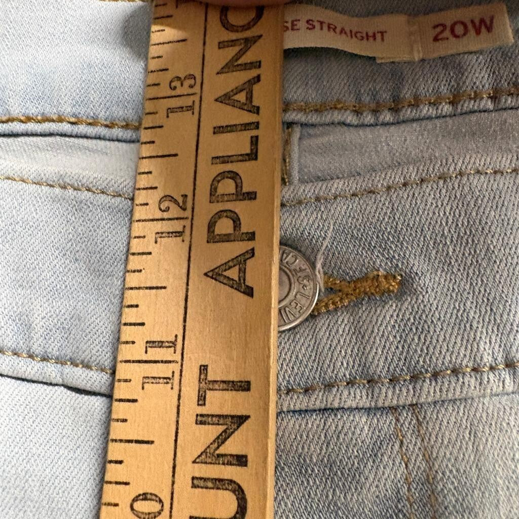 Levi's 724 High Rise Straight Jeans Womens 20W Light Wash Blue Denim Raw Hem