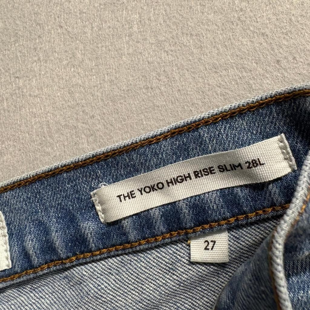Denim Forum The Yoko High Rise Slim Jeans Womens 27 Blue Denim Button Fly