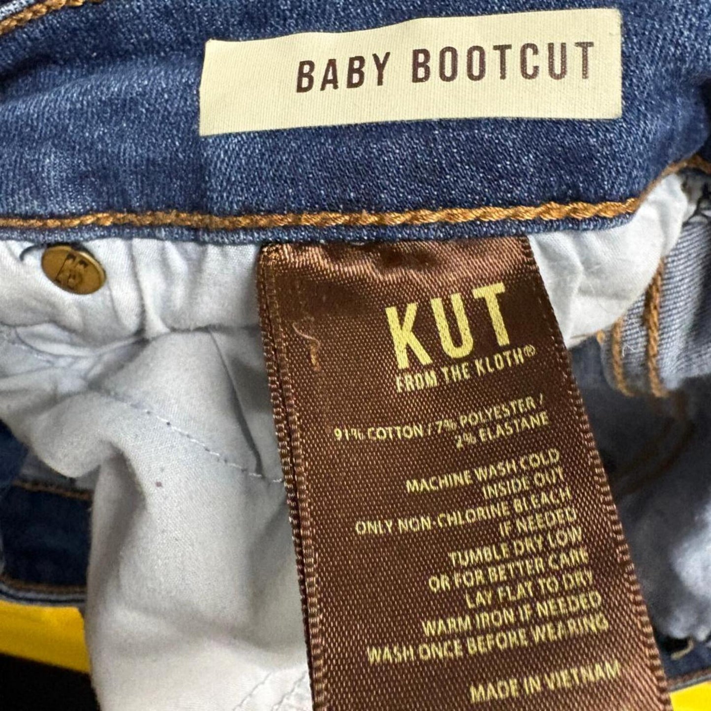 Kut from the Kloth Baby Bootcut Jeans Womens 14S Blue Denim Stretch Flawed