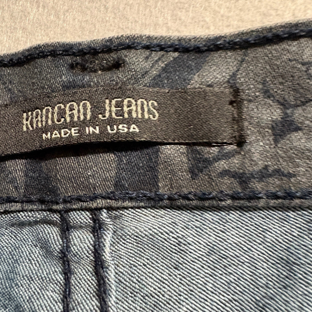 KanCan Jeans Womens Size 7 Skinny Floral Damask Printed Blue Denim Made in USA