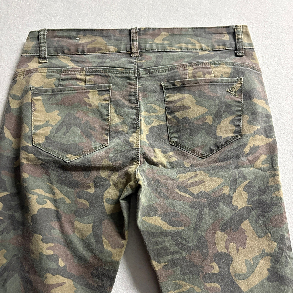 VIP Jeans Womens Camo Camouflage Stretch Skinny Pants Size 13 14 Double Button
