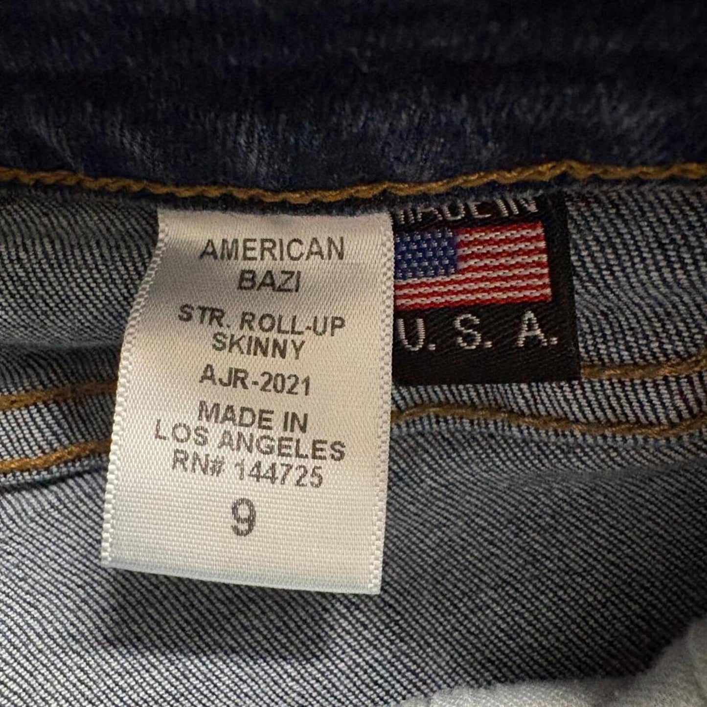 American Bazi Skinny Jeans Womens Size 9 Blue Denim Stretch Roll Up 29x28 USA