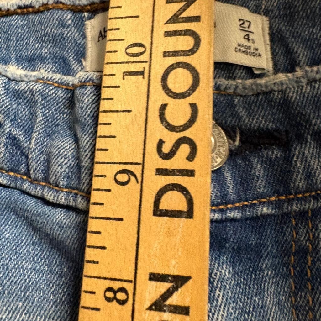 Abercrombie & Fitch The Skinny High Rise Jeans Womens 27 4S Blue Distressed Hem