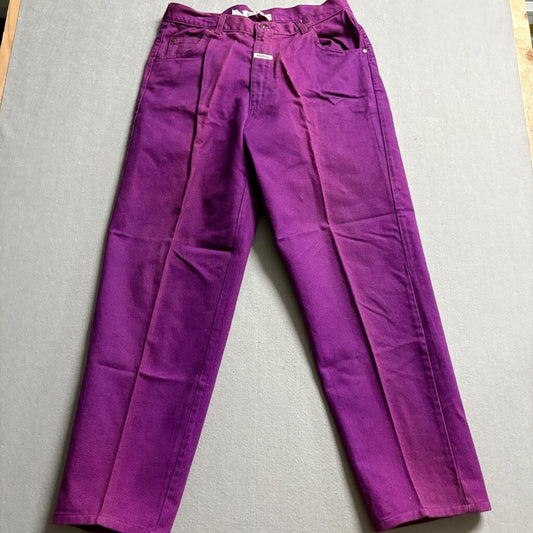 Vintage Hugo Boss Purple Denim Jeans Womens 36L High Rise Straight Leg Made in