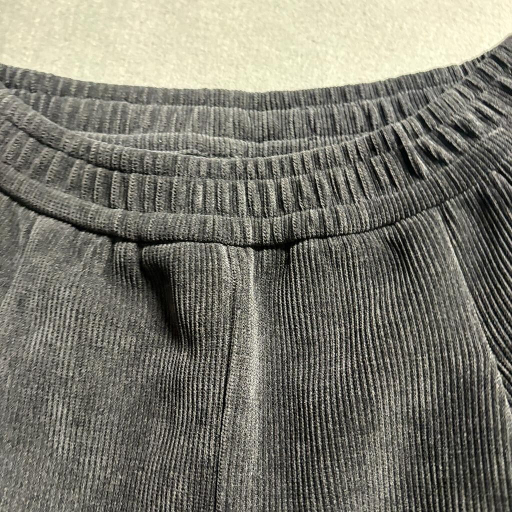 Sanhaijing Gray Corduroy Jogger Pants Womens Medium Elastic Waist Tapered