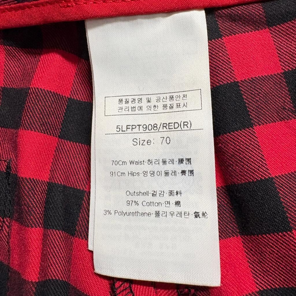 Louis Castel Red Black Buffalo Plaid Pants Womens Size 70 Cotton Blend Golf