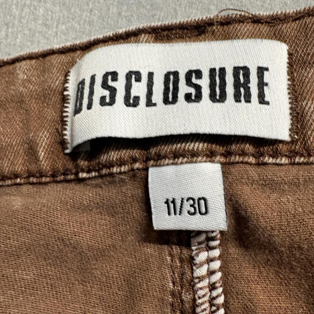 Disclosure Cargo Pants Womens 11/30 Brown Acid Wash Wide Leg Utility Pockets