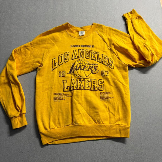 Vintage Los Angeles Lakers 1987 World Champions Sweatshirt XL Yellow Crewneck