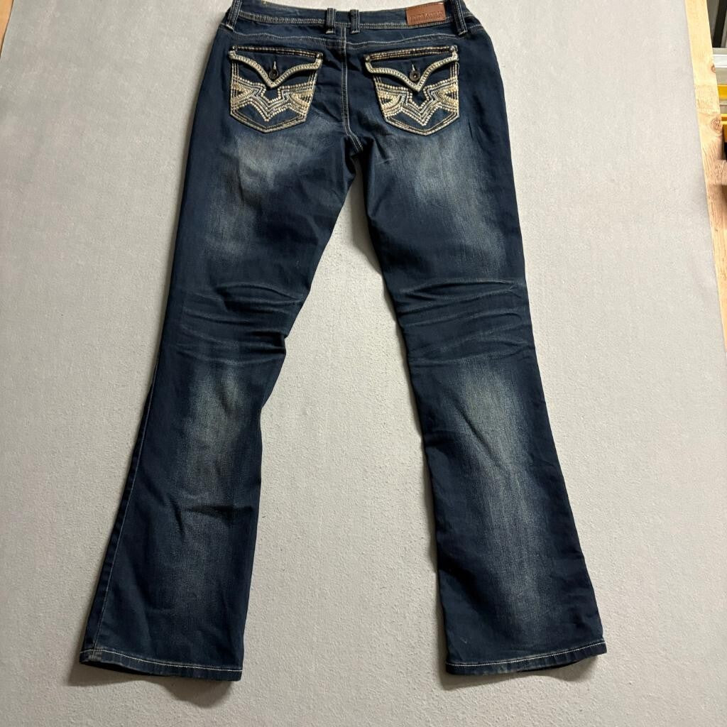Hydraulic Jeans Womens 13/14 Dark Wash Bootcut Embroidered Flap Pocket Stretch