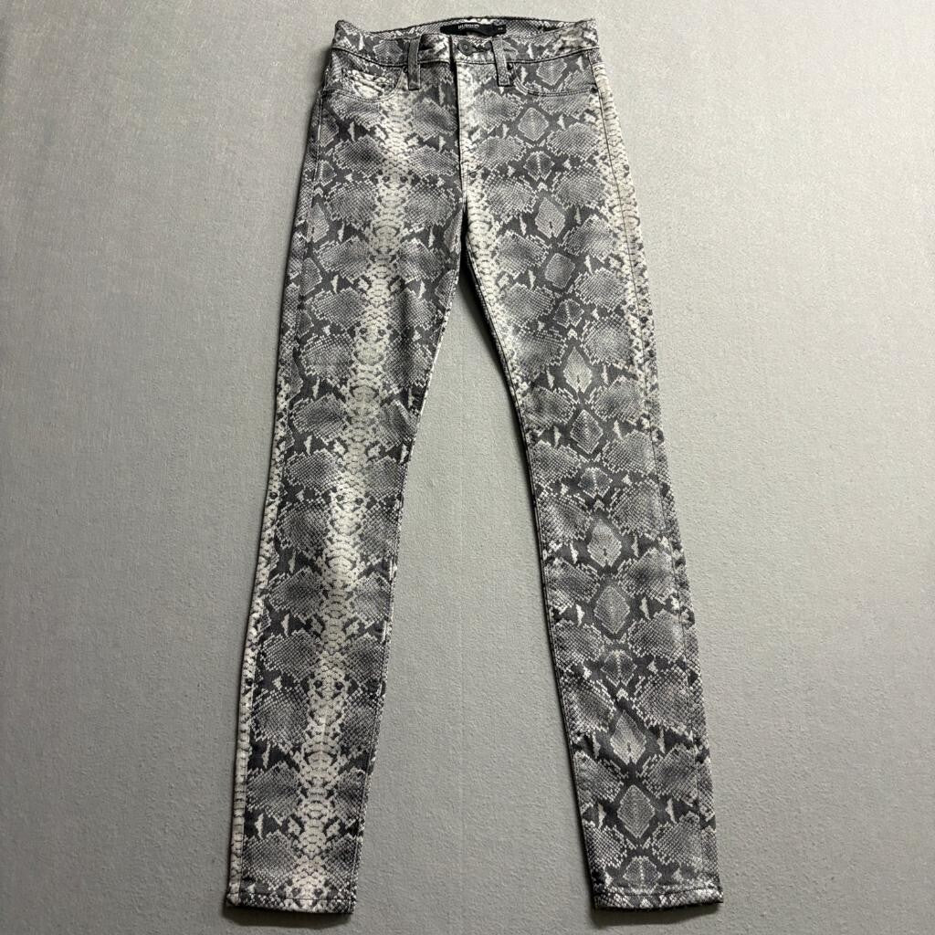 Hudson Jeans Womens 24 Gray Black Snakeskin Print High Rise Skinny Denim Pants