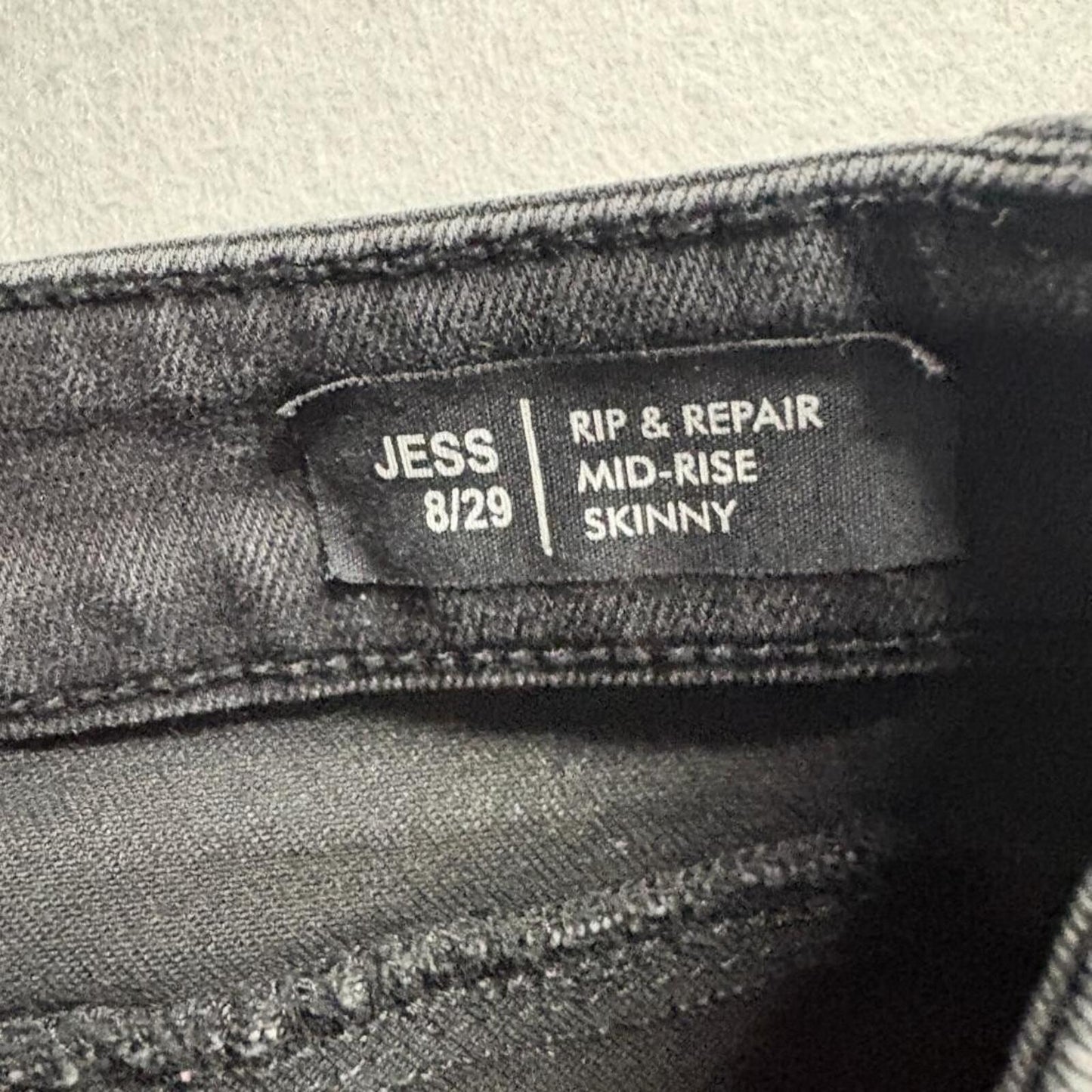 Buffalo David Bitton Jess Jeans Womens 8/29 Black Rip & Repair Mid-Rise Skinny