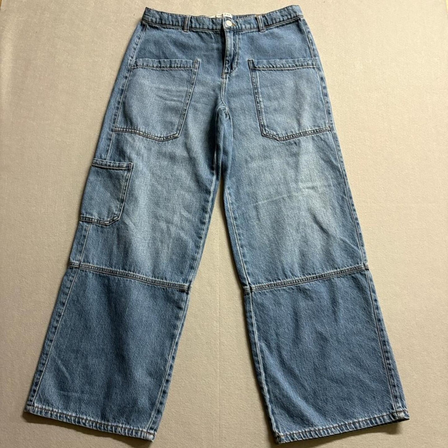 Celebrity Pink Carpenter Jeans Womens Medium Blue Denim Wide Leg Elastic Back