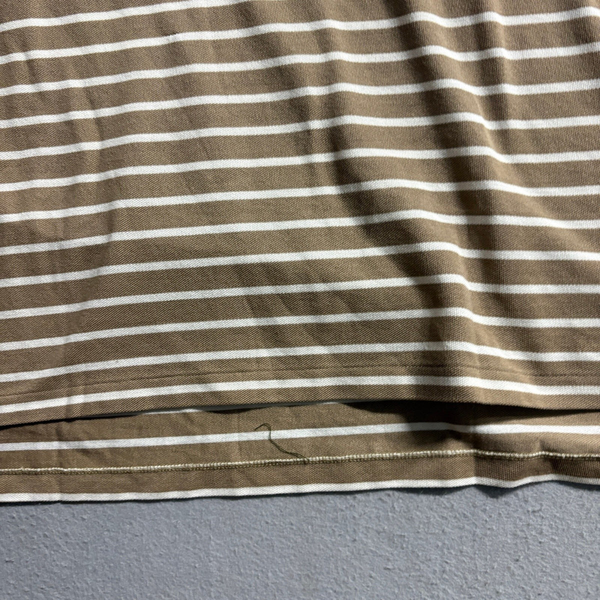 Polo Ralph Lauren Shirt Mens Medium Brown White Striped Short Sleeve Cotton Polo
