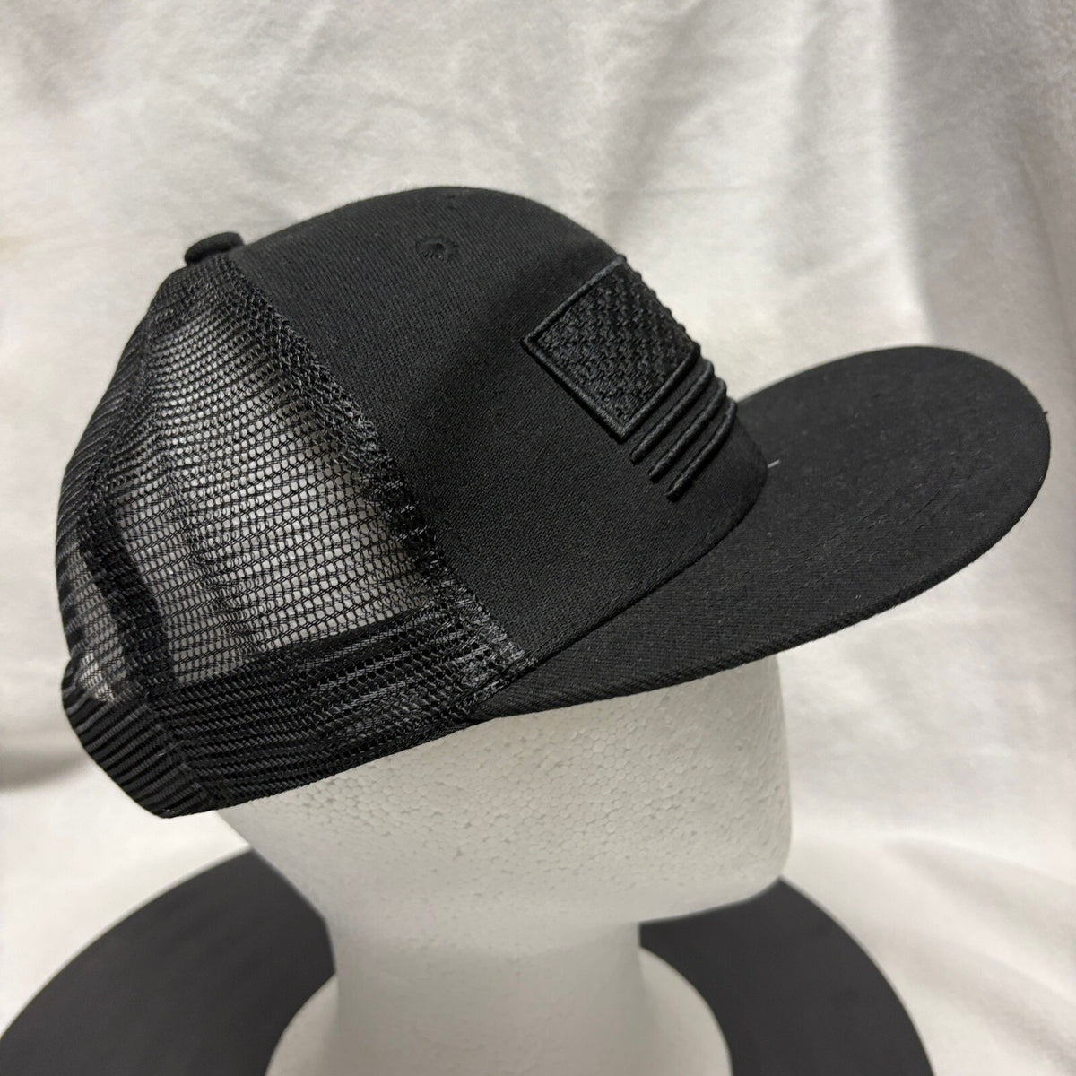 Blackout US American Flag Trucker Hat Mens Black Mesh Back Snapback Cap - Photo 3