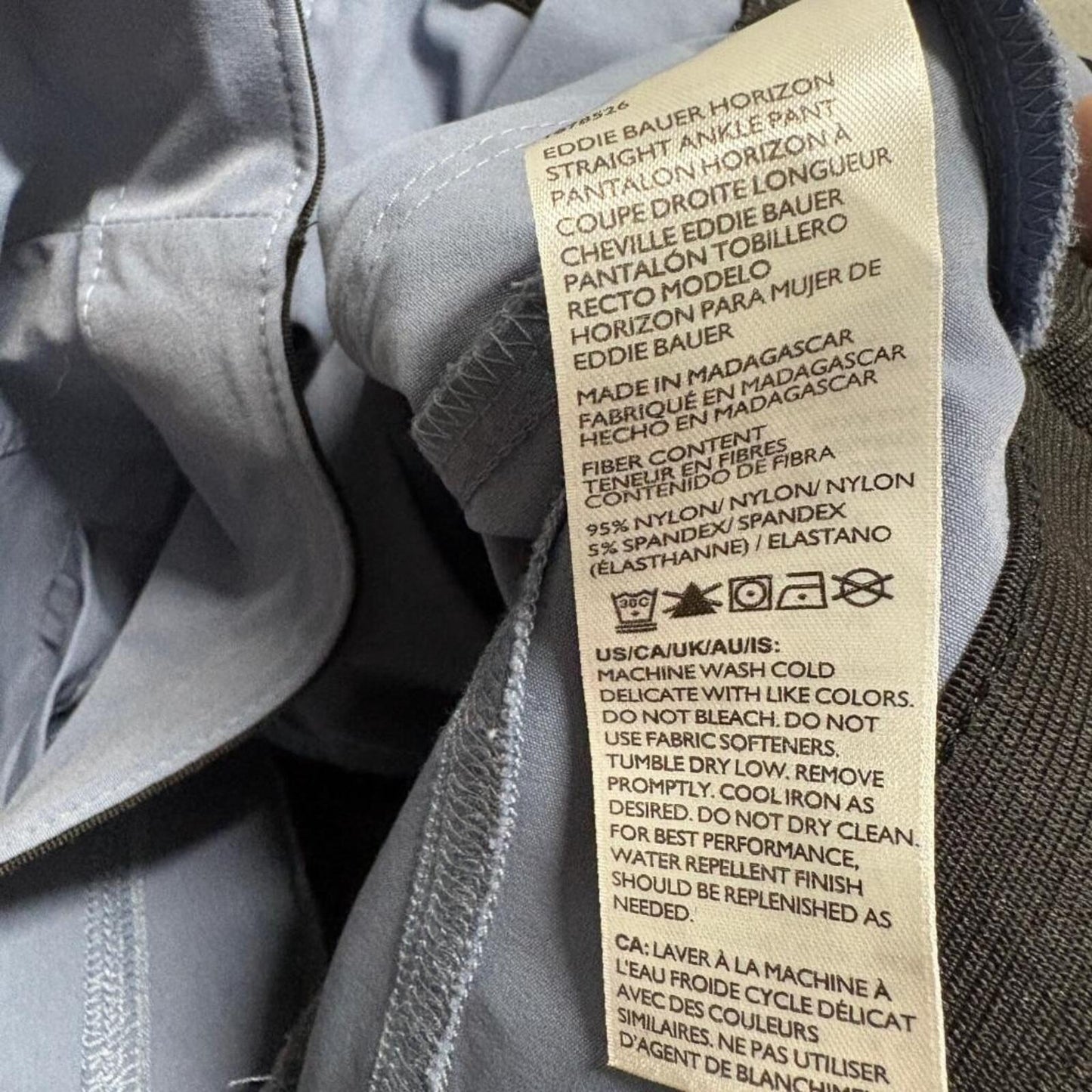 Eddie Bauer Horizon Straight Ankle Pants Womens 14 Gray Blue Hiking Outdoor