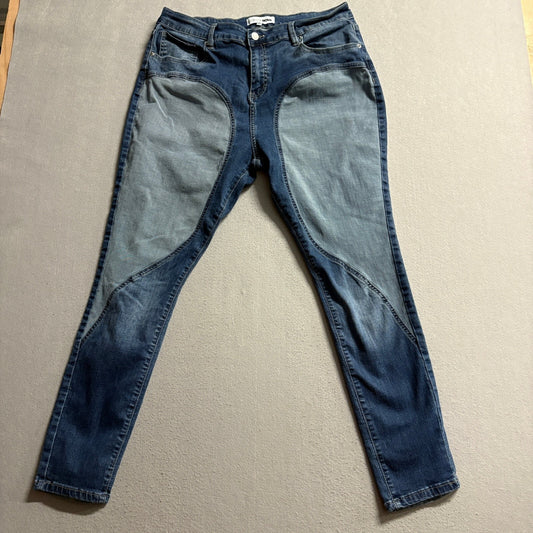 Fashion Nova Two Tone Skinny Jeans Womens Size 16 Blue High Rise Stretch Denim