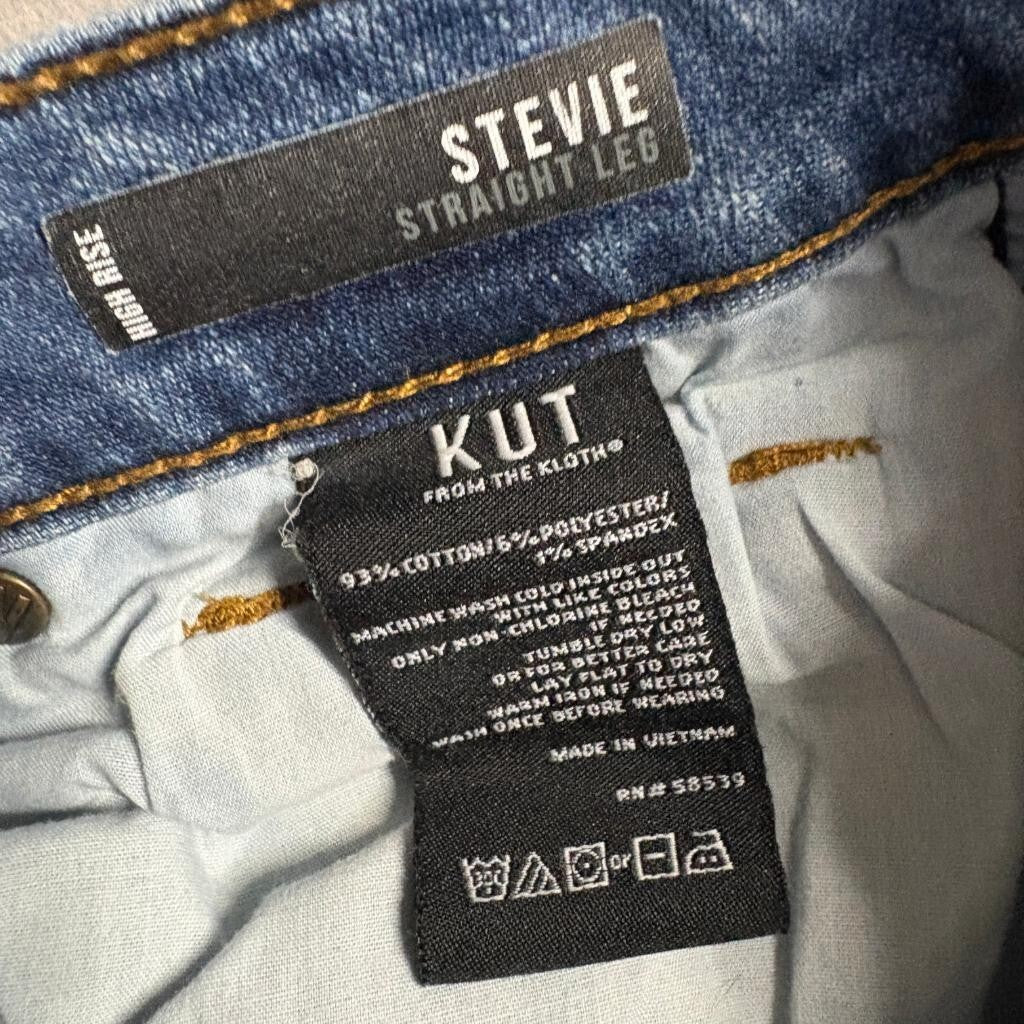 Kut from the Kloth Stevie Straight Leg Jeans Womens 6 Blue High Rise Distressed
