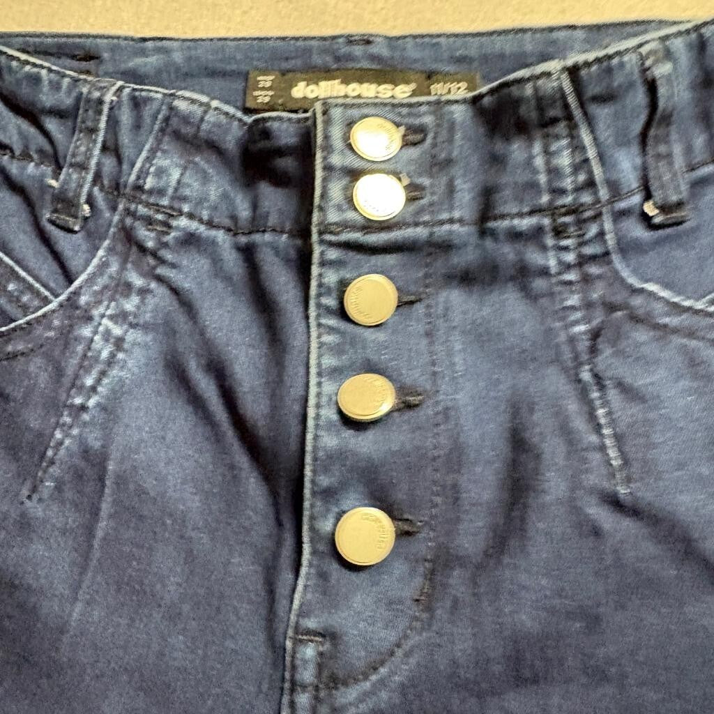 Dollhouse Skinny Jeans Womens 11/12 Dark Wash High Rise Button Fly Stretch Denim
