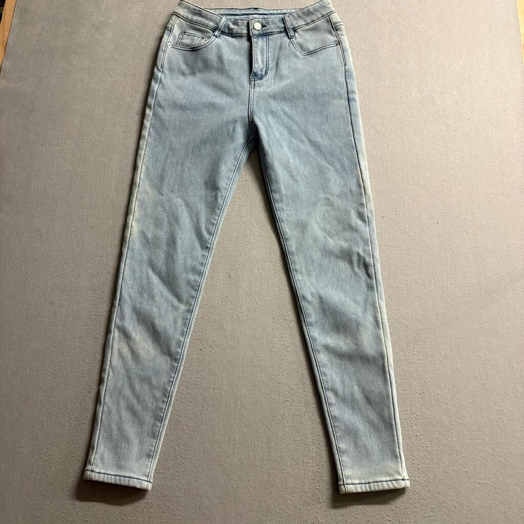 Yedia Fleece Lined Skinny Jeans Womens Size M Light Wash Denim High Rise Warm