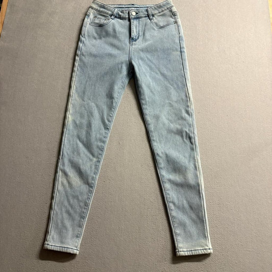 Yedia Fleece Lined Skinny Jeans Womens Size M Light Wash Denim High Rise Warm