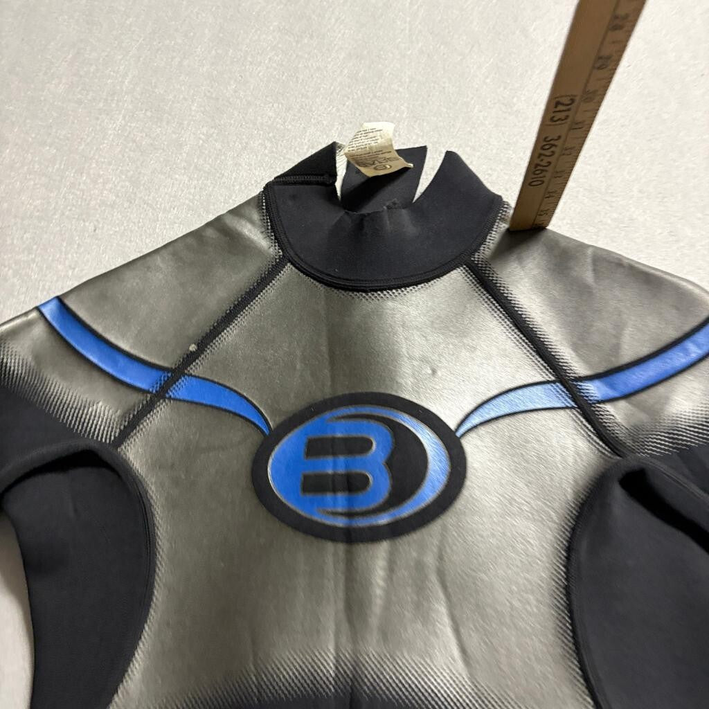 Bare Plazma 2/2mm Shorty Wetsuit Mens Medium Black Silver Blue Springsuit