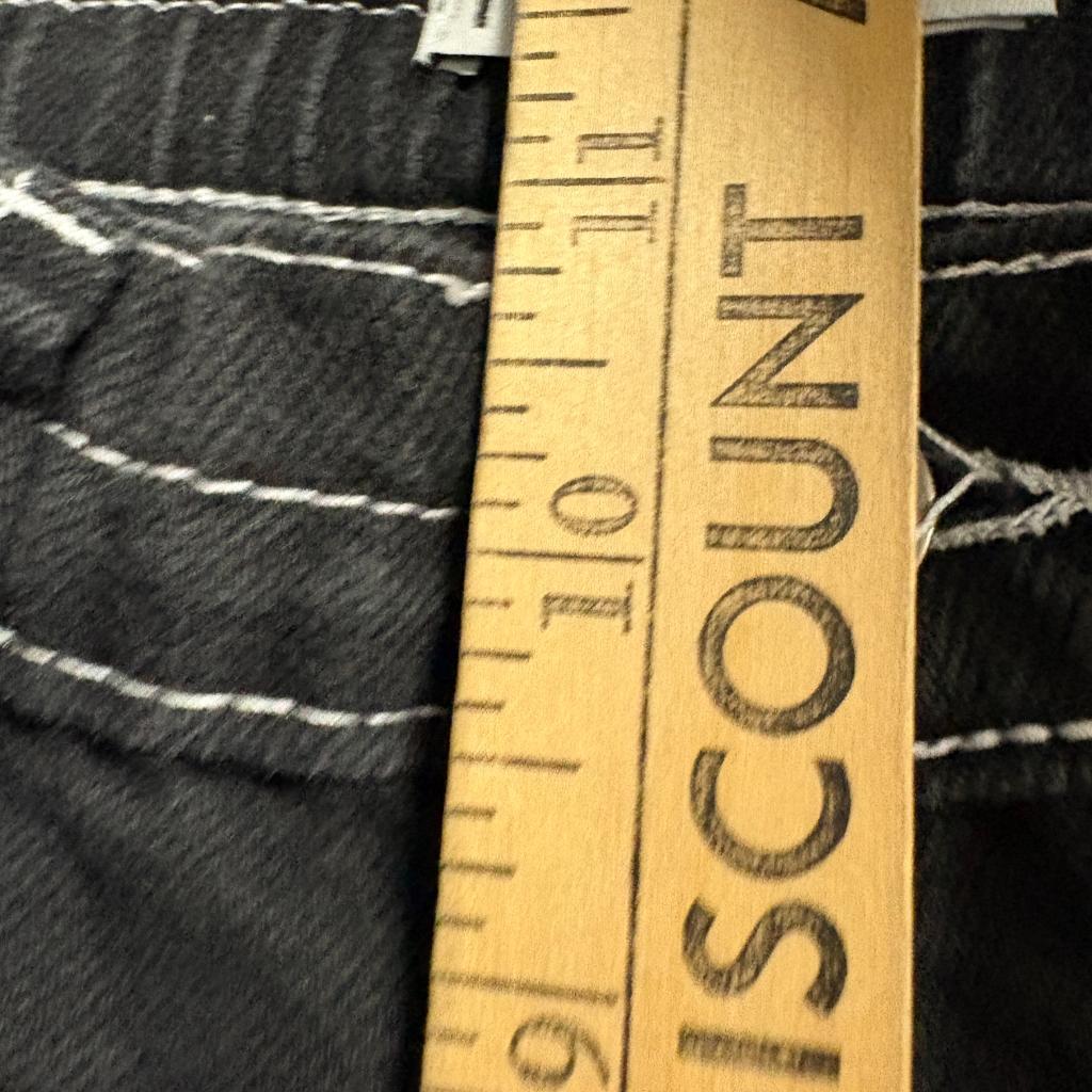 Rue21 Womens Cargo Pants Medium Black Contrast Stitch Elastic Waist Utility Y2K