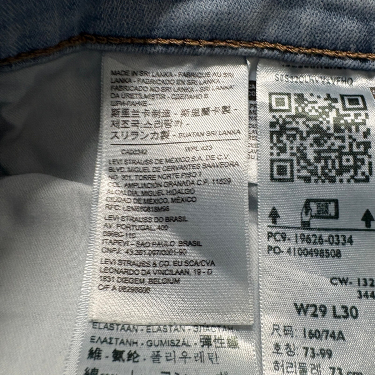 Levis 311 Shaping Skinny Jeans Womens W29 Light Wash Raw Cut Hem Stretch Blue