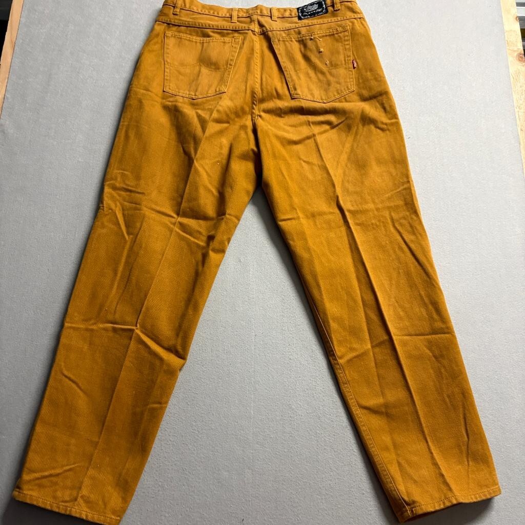 Roglins Street Legend Vintage Mens 38 Mustard Yellow Denim Jeans Pleated Taiwan