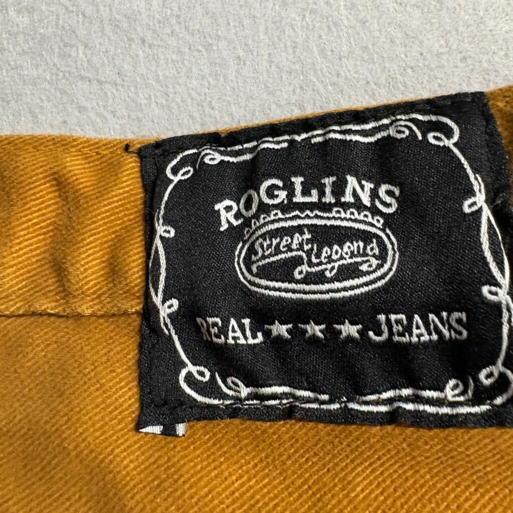 Roglins Street Legend Vintage Mens 38 Mustard Yellow Denim Jeans Pleated Taiwan