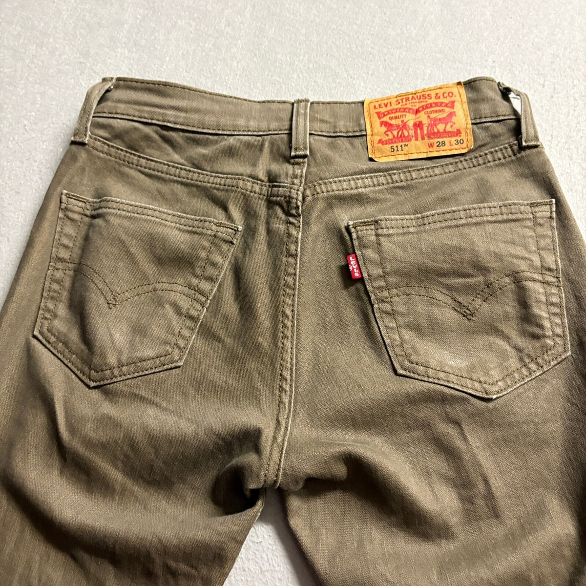 Levi's 511 Slim Fit Jeans Mens W28 L30 Brown Olive Green Stretch Denim Pants