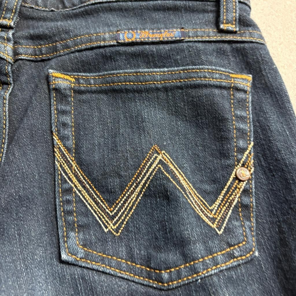 Wrangler Q-Baby Ultimate Riding Jeans Womens 1/2x34 Dark Wash No Gap Waistband