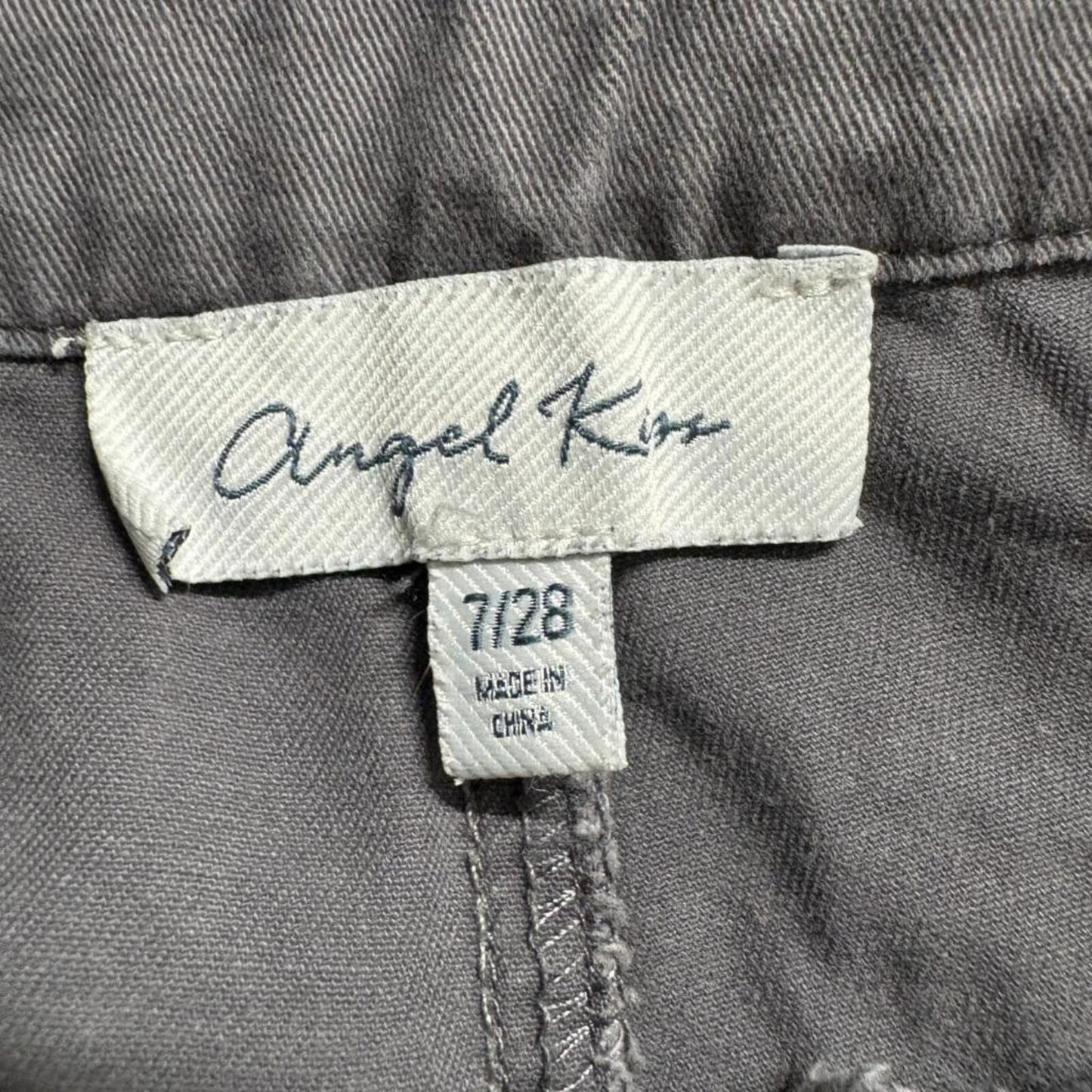 Angel Kiss Cargo Pants Womens 7/28 Gray Cotton Utility Multi Pocket Wide Leg