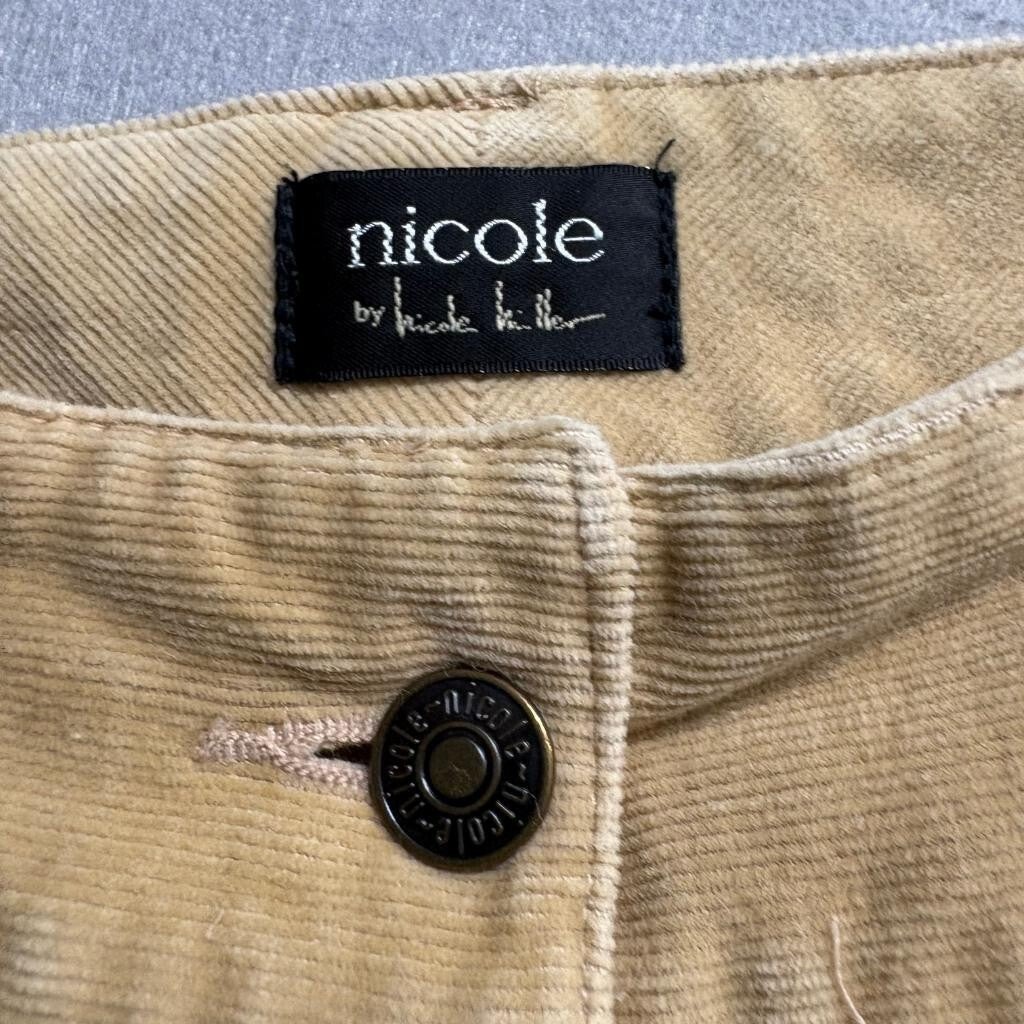 Nicole by Nicole Miller Corduroy Pants Womens 4 Beige Tan Flare Leg Stretch