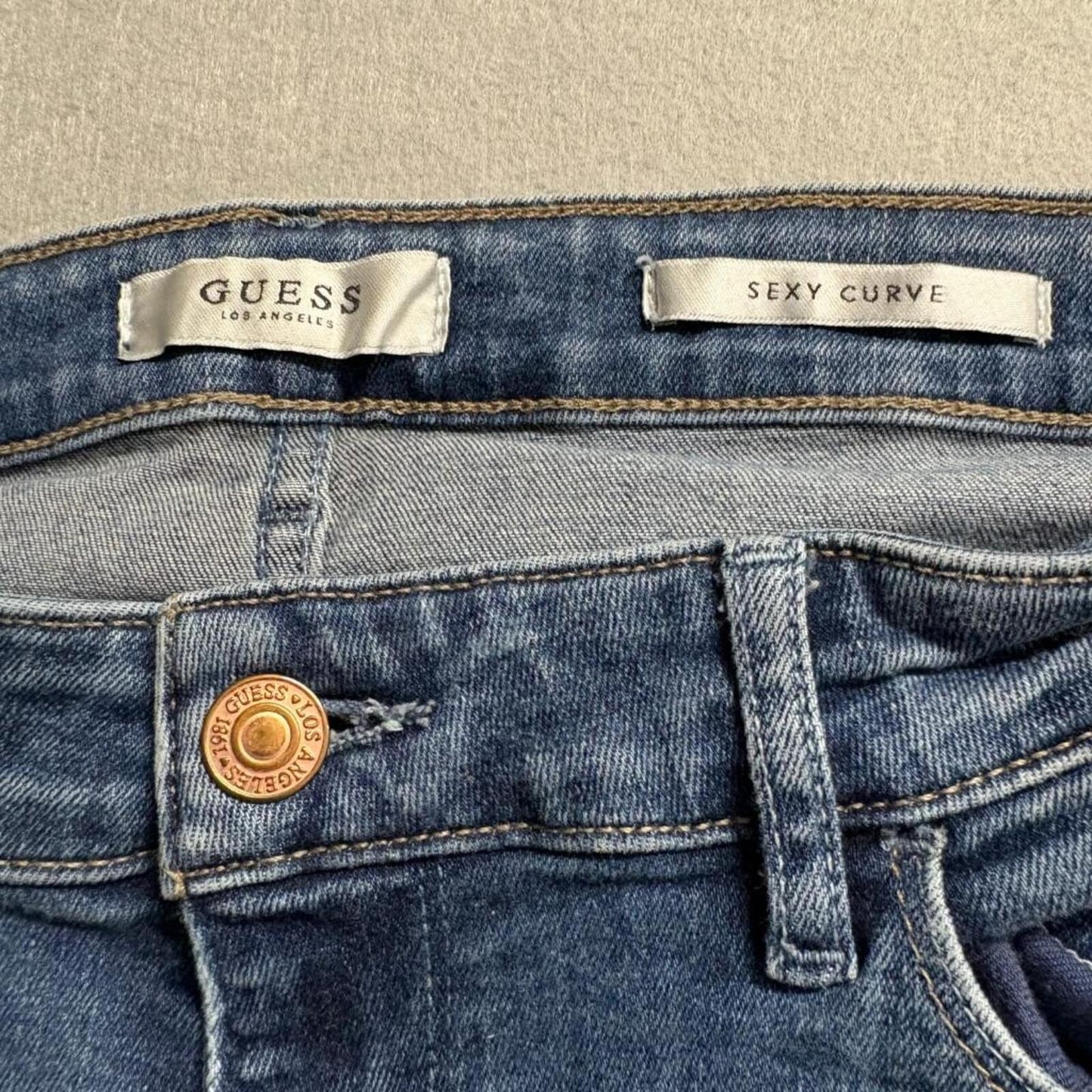 Guess Sexy Curve Skinny Jeans Womens 31 Blue Denim Stretch Medium Wash