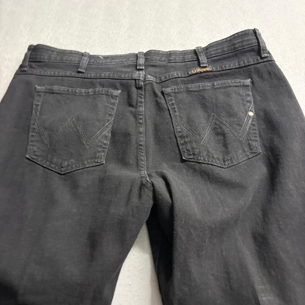 Wrangler Q-Baby Jeans Womens 19/20x34 Black No Gap Waistband Bootcut Stretch