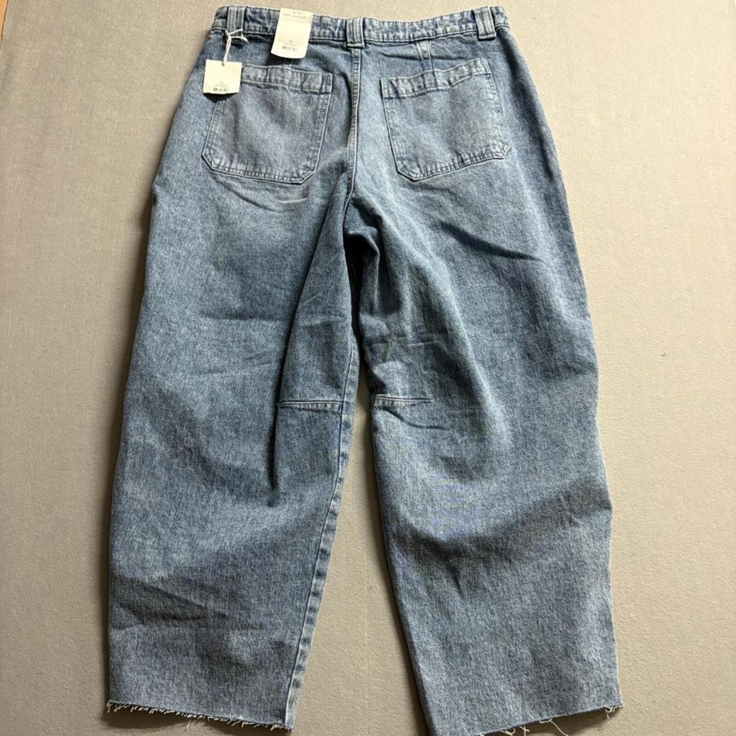 Free Assembly Carpenter Barrel Jeans Womens 16 Blue Acid Wash High Rise Raw Hem