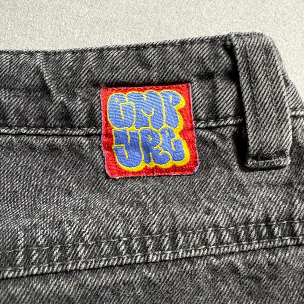 Grip Rap Jeans Womens 28 Black Denim Wide Leg Baggy Skate Y2K Grunge